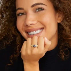 Two-Tone Tahitian Black Pearl Ring