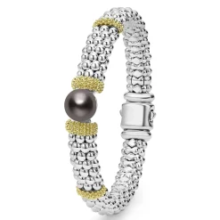 Two-Tone Tahitian Black Pearl Caviar Bracelet | 9mm
