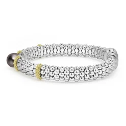 Two-Tone Tahitian Black Pearl Caviar Bracelet | 9mm
