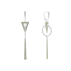 Two-Tone Triangle Circle Drop Earrings