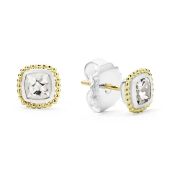 Two-Tone White Topaz Stud Earrings