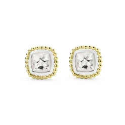 Two-Tone White Topaz Stud Earrings