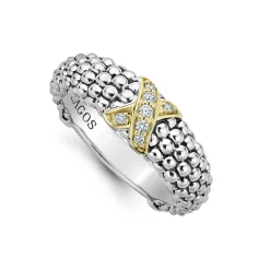 Two-Tone X Caviar Diamond Ring