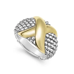 Two-Tone X Caviar Dome Ring