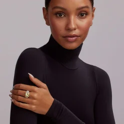 Two-Tone X Caviar Dome Ring
