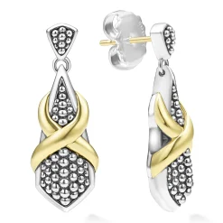 Two-Tone X Drop Earrings