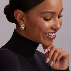Two-Tone X Omega Clip Earrings