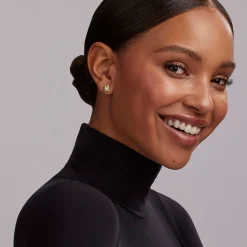 Two-Tone X Stud Earrings
