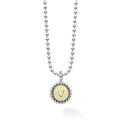 V Initial Charm Necklace