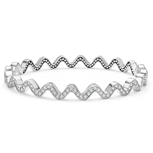 Wave Diamond Bangle Bracelet