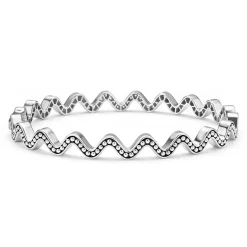 Wave Diamond Bangle Bracelet