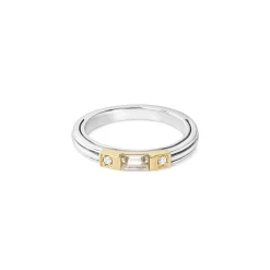 White Topaz and Diamond Stacking Ring