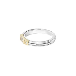 White Topaz and Diamond Stacking Ring
