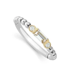 White Topaz Stacking Ring with Diamonds