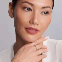 White Topaz Stacking Ring with Diamonds