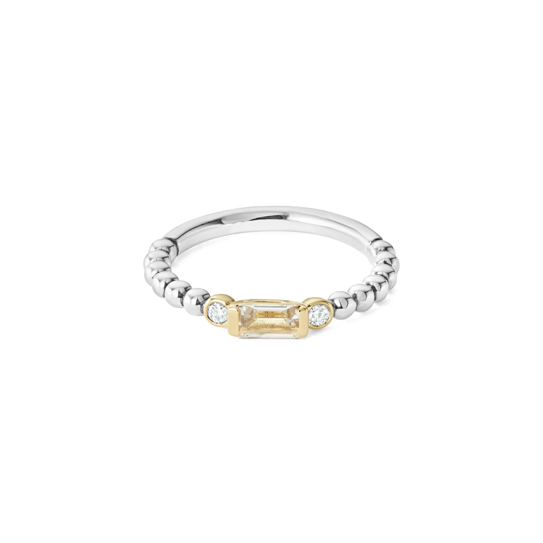 White Topaz Stacking Ring with Diamonds