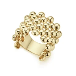 Wide Beaded 18K Gold Ring