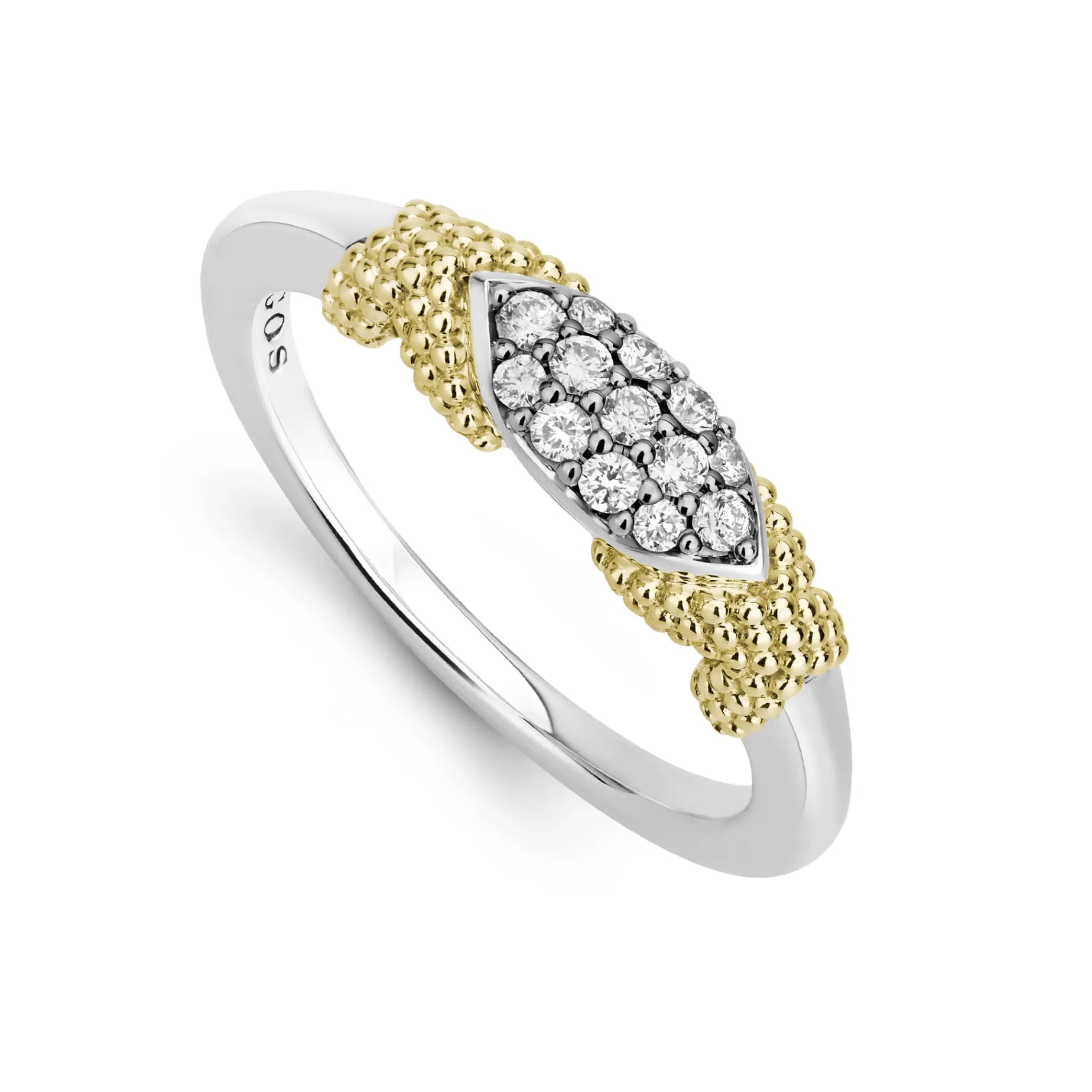 X Diamond Caviar Stacking Ring