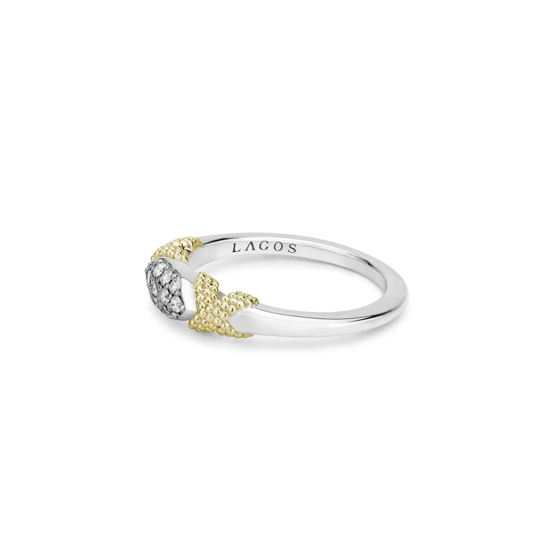 X Diamond Caviar Stacking Ring